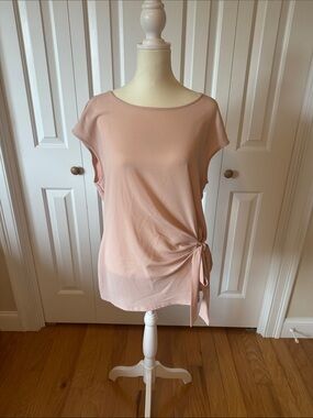 Vince Camuto Blush Pink Side-Tie Short Sleeve Blouse
